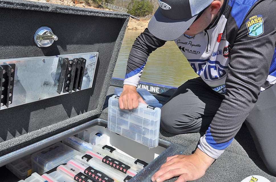 Paquette fetches a Plano flat box from one of his boat lockers.