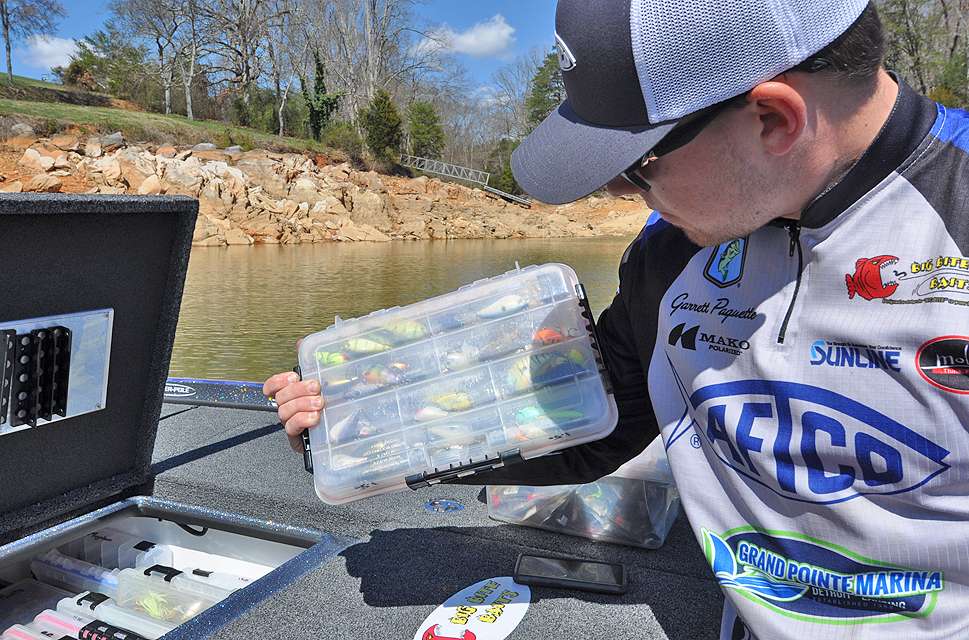 Next out of the boat locker is a Plano flat box filled with shallow crankbaits.