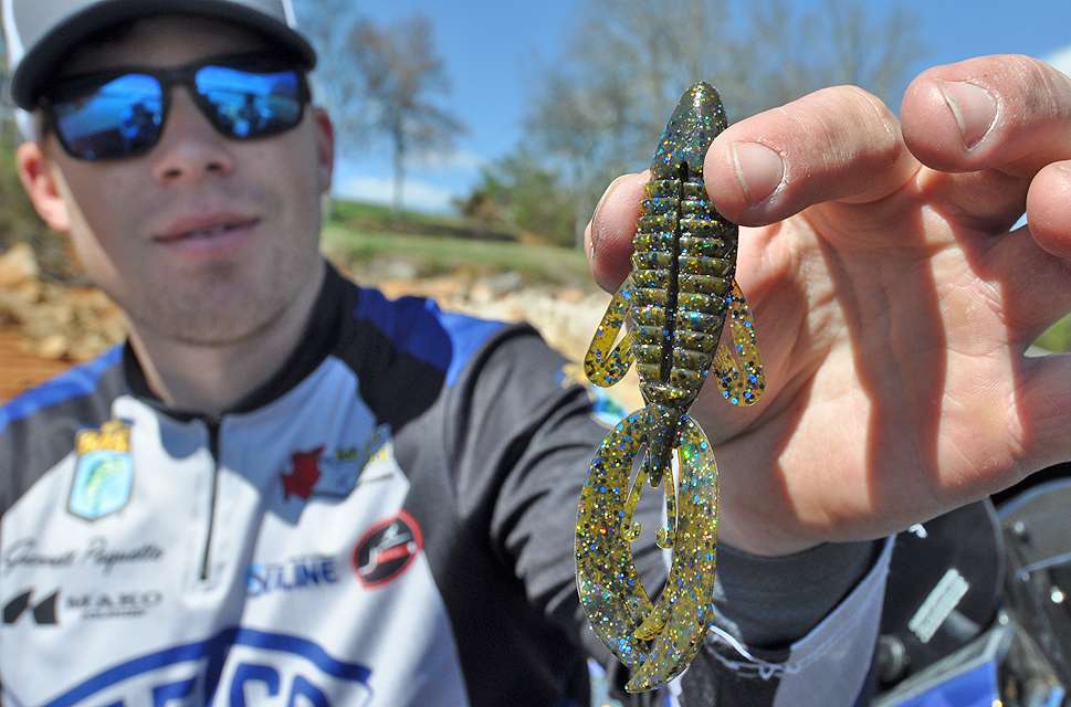 That bait is the 4-inch Fighting Frog.</p>
<p>âI use it 90 percent of the time when Iâm pitching in shallow water,â Paquette said. âI rig it on a 4/0 straight shank flipping hook with a 1/4- to 1/2-ounce weight.â