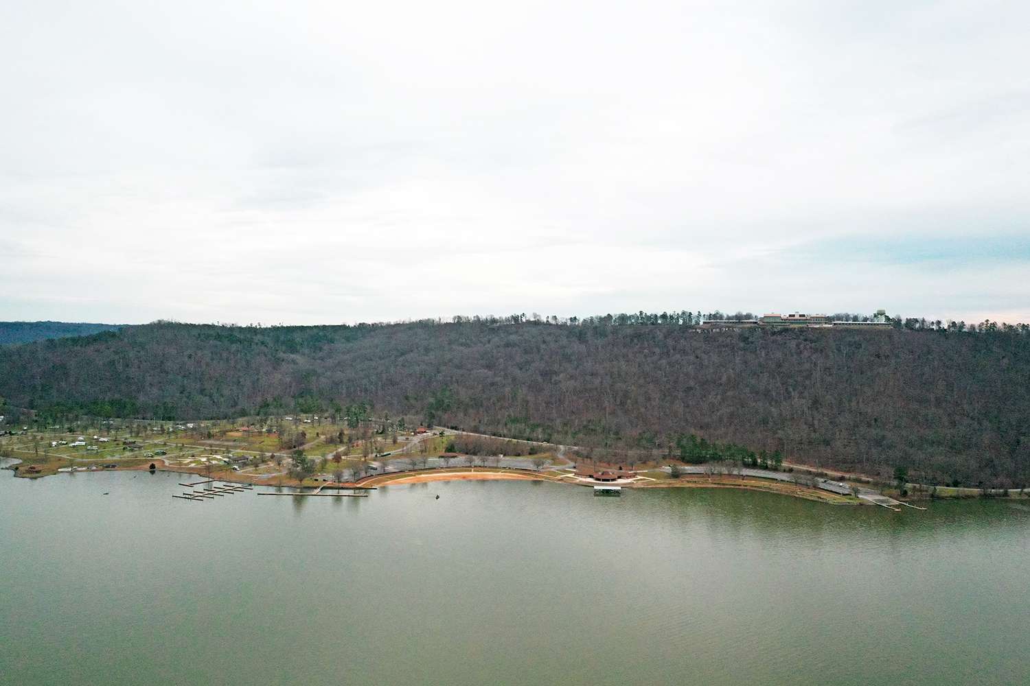 You can see the main facility of the State Park at the top of the hill, and the RV park and boat ramp at the base of the hill. 