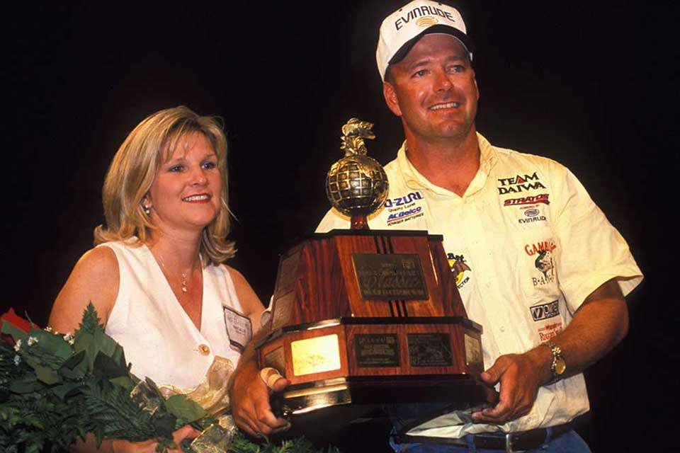 Davy Hite, show here with his 1999 Classic trophy and lovely wife, Natalie, was among the first to wear fully embroidered jerseys.