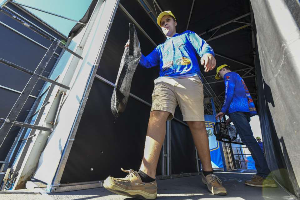 One of the benefits of working the weigh-in is being backstage and able to watch the anglers as they staged up at the docks.