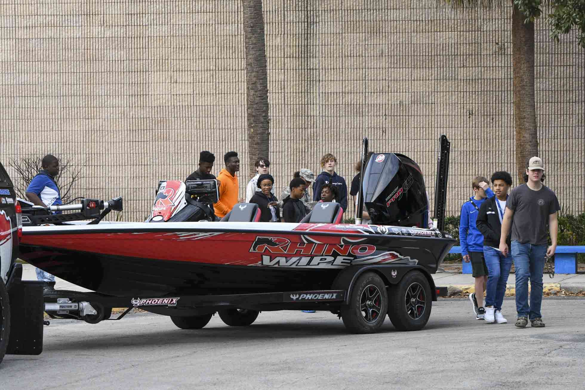 Groups of students headed straight for the anglers to ask questions, take photos and learn more about the business of professional bass fishing.