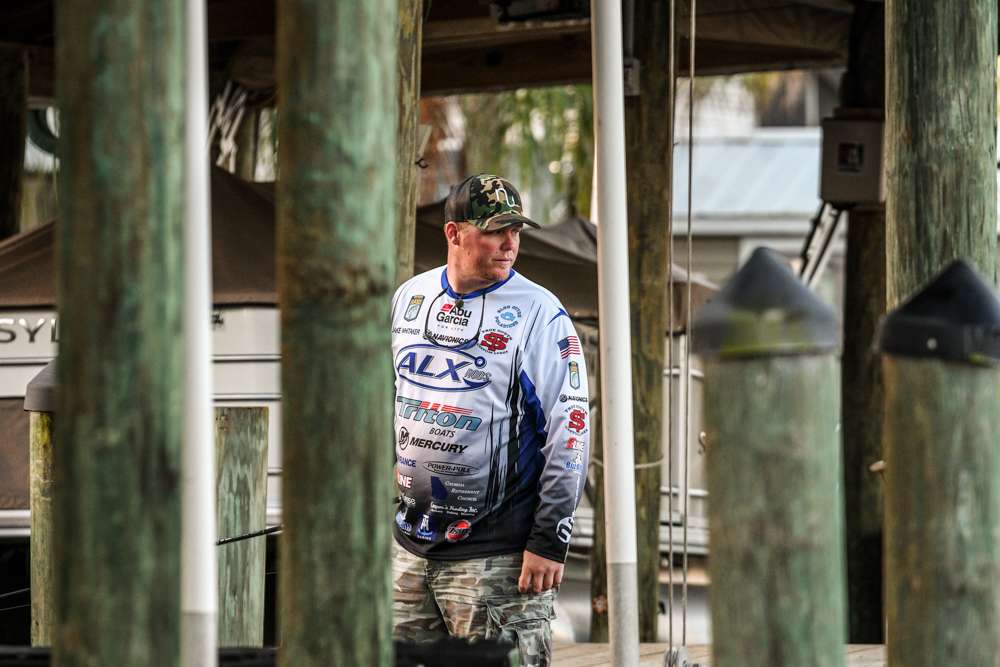 Jake Whitaker was on the search for big bass during the final day of the AFTCO Bassmaster Elite at St. Johns River.
