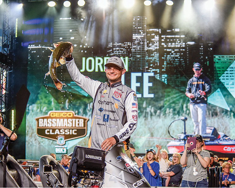<b>2017</b><br>
Twenty-five-year-old Jordan Lee, a former member of the Auburn University (Alabama) bass fishing team, skyrockets to the pinnacle of professional angling with his 56-pound, 10-ounce Classic catch from Lake Conroe, Texas.
