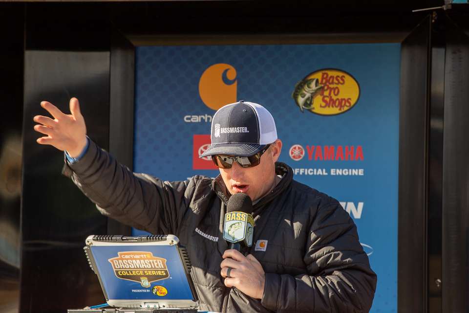 Hank Weldon kicks off the Day 2 weigh-in at the 2020 Carhartt Bassmaster College Series at Smith Lake presented by Bass Pro Shops.