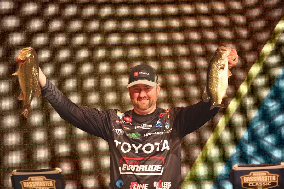 Time for Team Toyota anglers like Matt Arey to showcase their Day 1 catch.