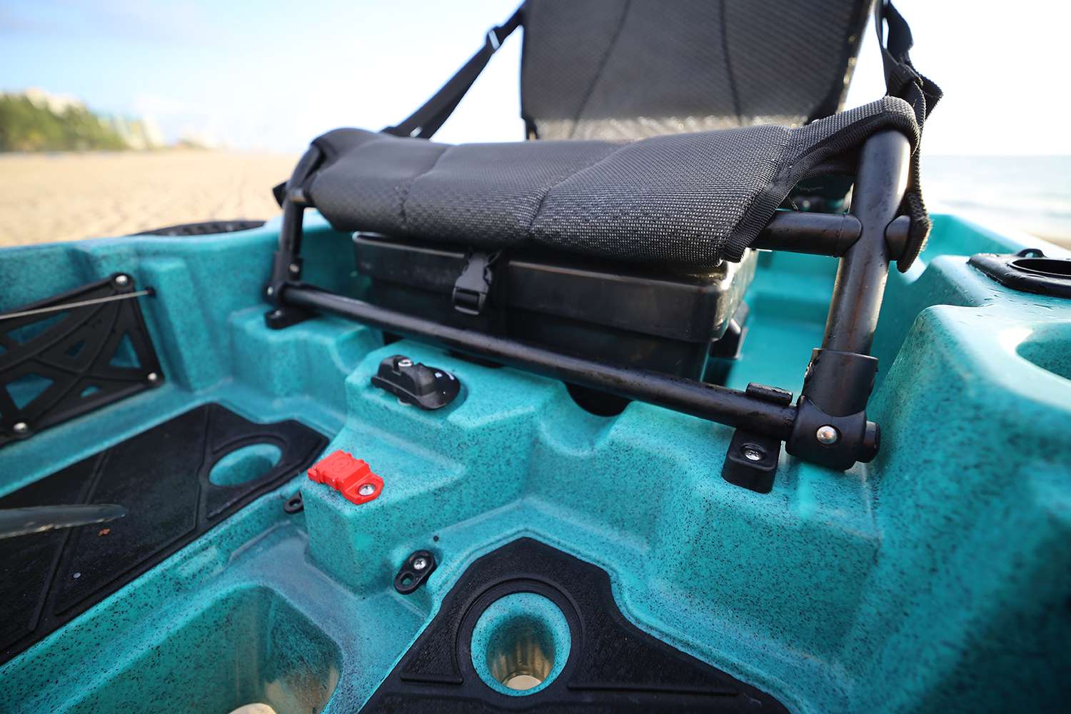 Here's a look at the front of the seat and how it secures to the boat.