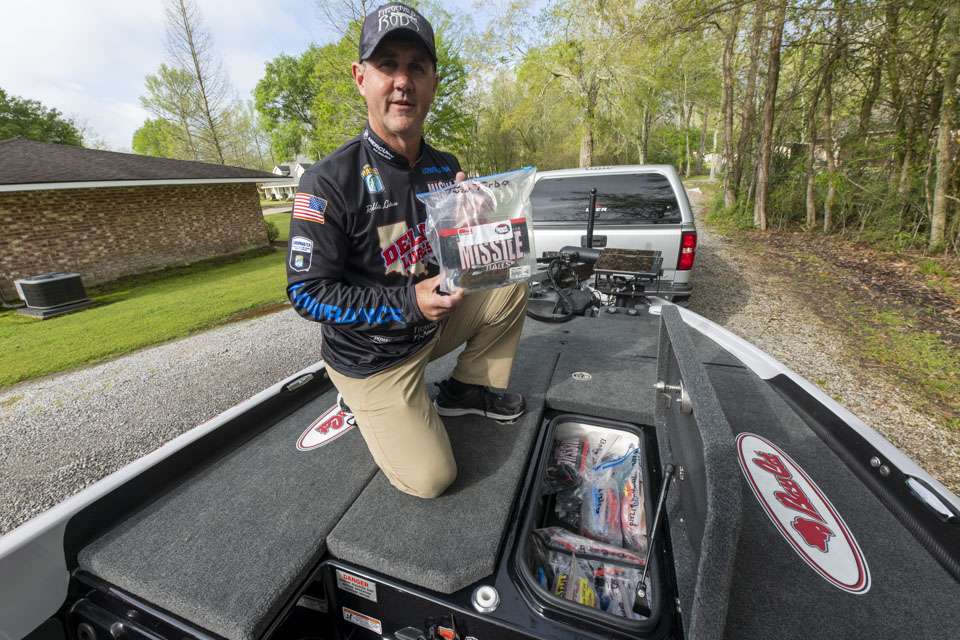 The bulk of his plastics are organized in plastic zip bags in the next compartment, which is large enough to hold all large quantities of his favorite plastic flipping lures. âThese are the most important bags in the boat,â Latuso said. âI love (Missile Baits) D-Bombs. I throw them everywhere we go.â