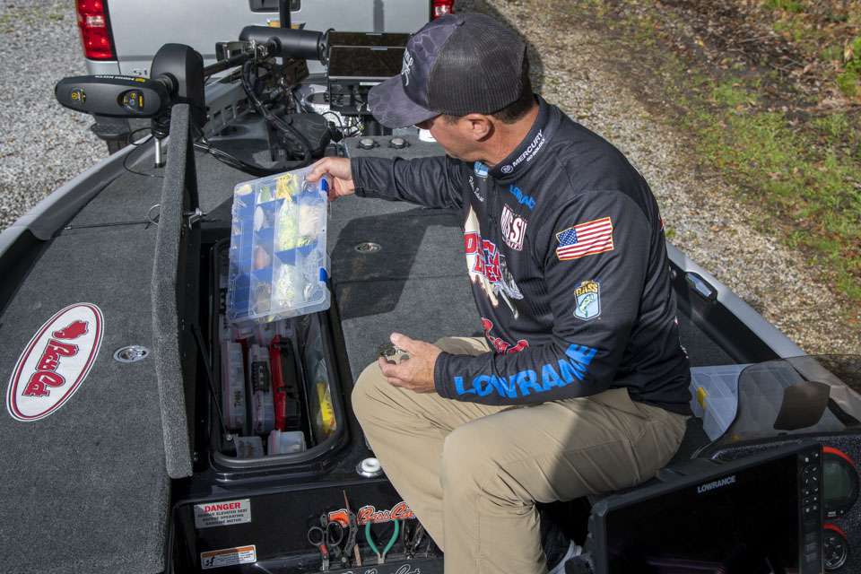 The final storage compartment in the deckâs center is where Latuso keeps all of his hard baits. 