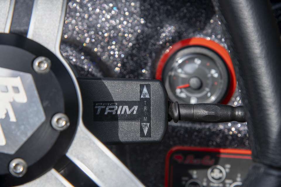 Another Pro Trim switch is mounted on the right side of the steering column so he can trim up his outboard without having to take his hand off the wheel.