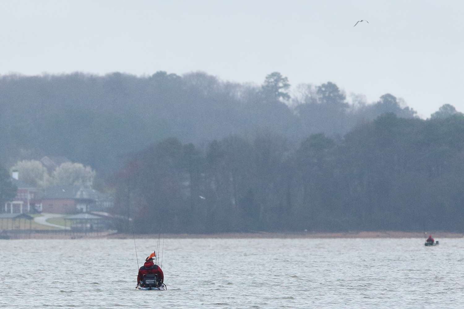 The 222-angler field endured solid rain for all of the morning at the inaugural 2020 Huk B.A.S.S. Nation Kayak Series powered by TourneyX presented by Abu Garcia on Alabama's Logan Martin Lake. 