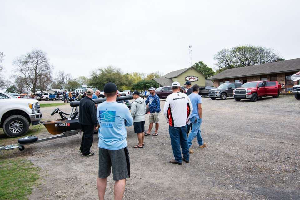 More photos from Mark Cisneros of the registration meeting at the Huk Bassmaster B.A.S.S. Nation Kayak Series at Lake Fork powered by TourneyX presented by Abu Garcia.
