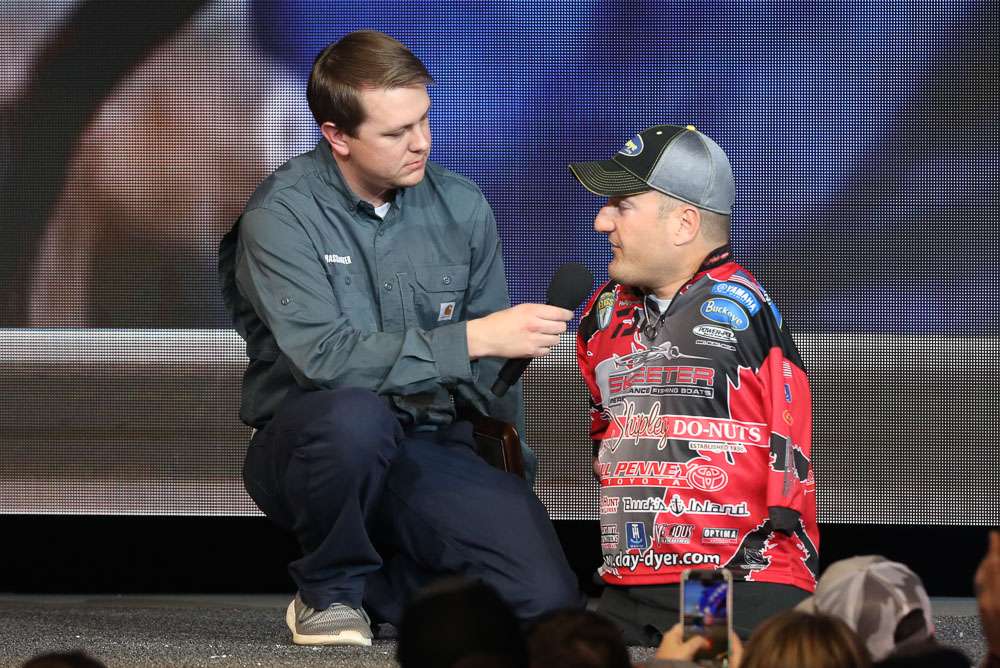 The Day 2 Classic weigh-in began with Bassmaster's Ronnie Moore honoring Clay Dyer of Fayetteville, Tenn., calling him, 