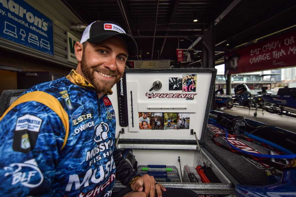 Every time Brandon Lester opens the center storage locker of his Phoenix, he is reminded of what he is fishing for. Placed on the back of the locker door are images of him and his family, which keep him focused and motivated.