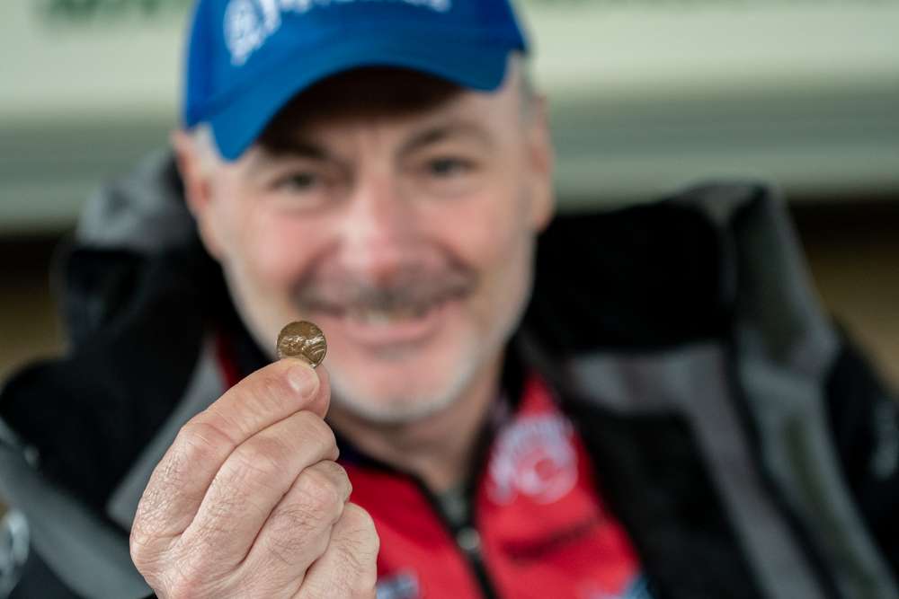 Randomly found at the boat ramp before the Classic practice day take off, Mark Menendez has himself a new lucky penny. The near future shall tell how lucky this new penny really is.