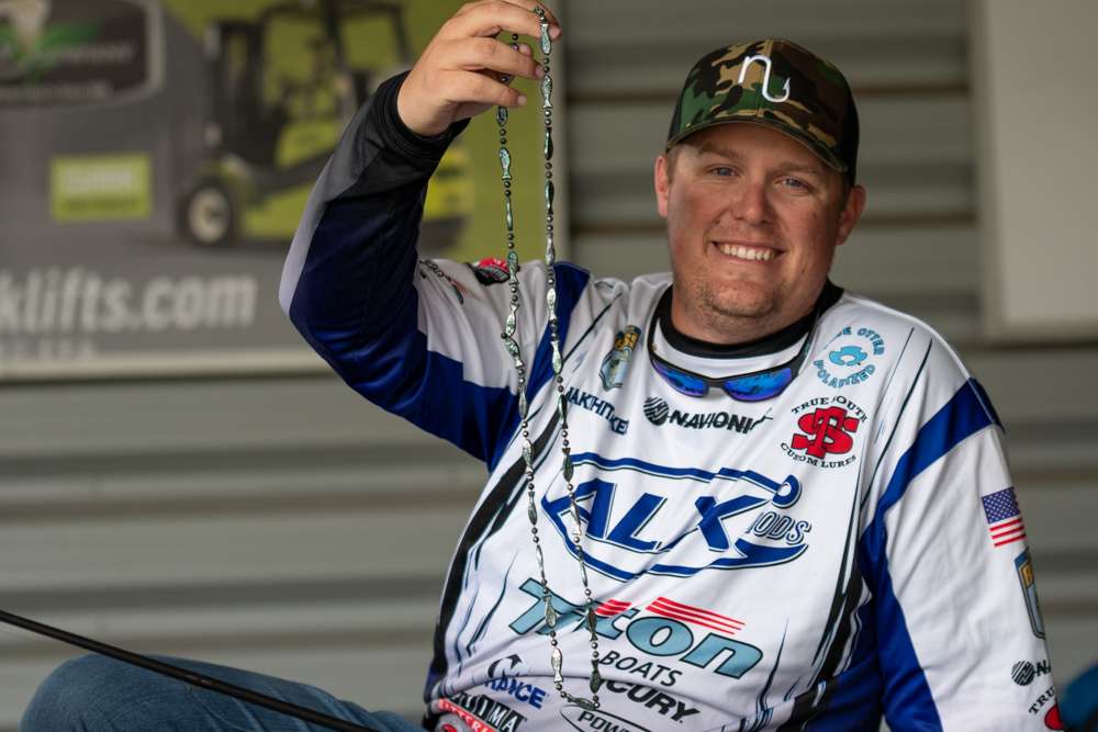 At the Elite Series tournament on Kentucky Lake, Jake Whitaker made his first Elite Series cut. That same tournament, his dad purchased these fish beads for $1 and gave them to Jake. Now, these fish beads have stayed with him in the boat as a little extra good luck charm. 