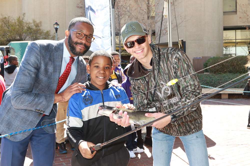 Birmingham Mayor Randall Woodfin visited Get Hooked on Fishing â just in time to help this young angler celebrate his big catch.
