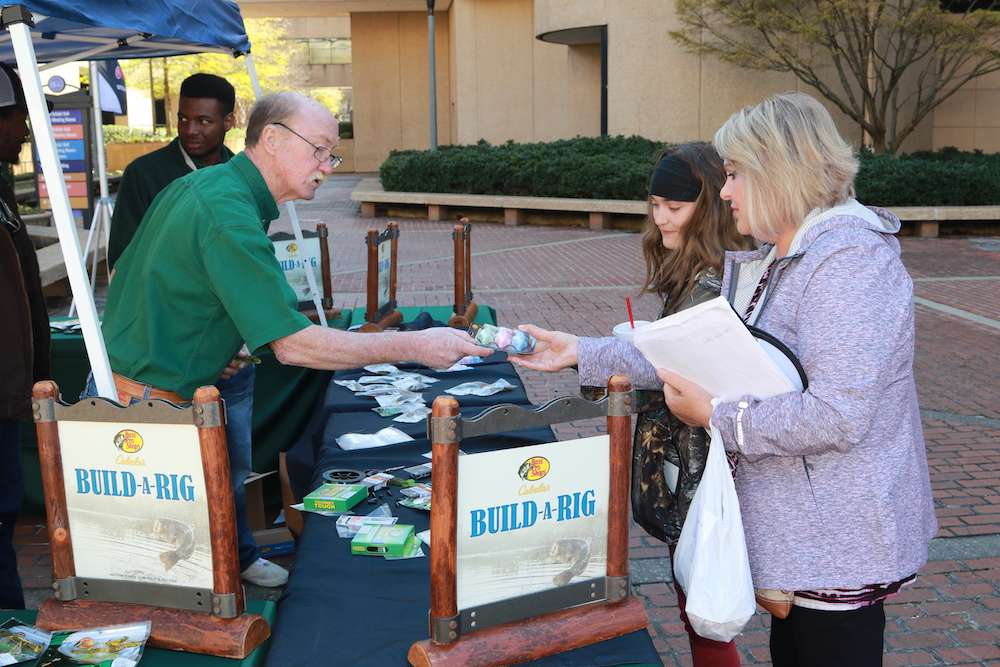 The Bass Pro Shops Build-A-Rig table showed visitors the essential elements of a Texas rig and gave out fish-shaped sidewalk chalk.
