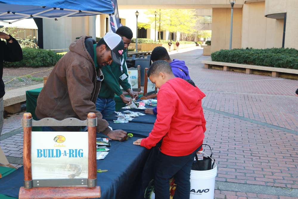 Bass Pro Shops staffers showed kids how different baits perform particular roles.
