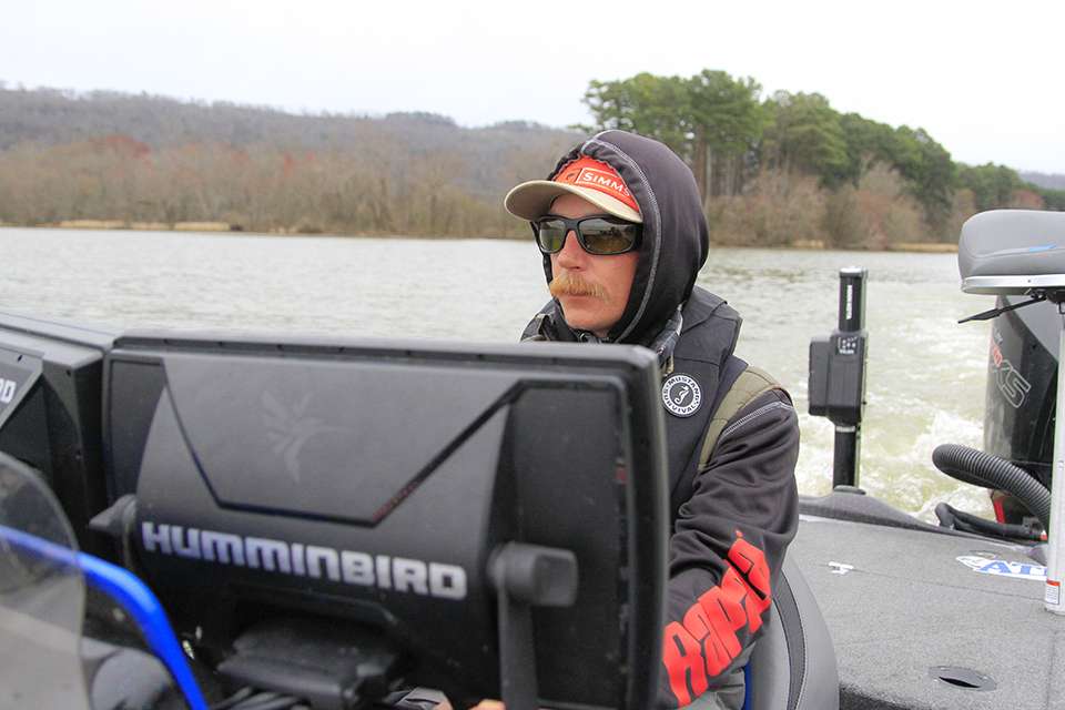 Feider had his Humminbird graphs dialed in to mark any slight grass change or contour he liked.