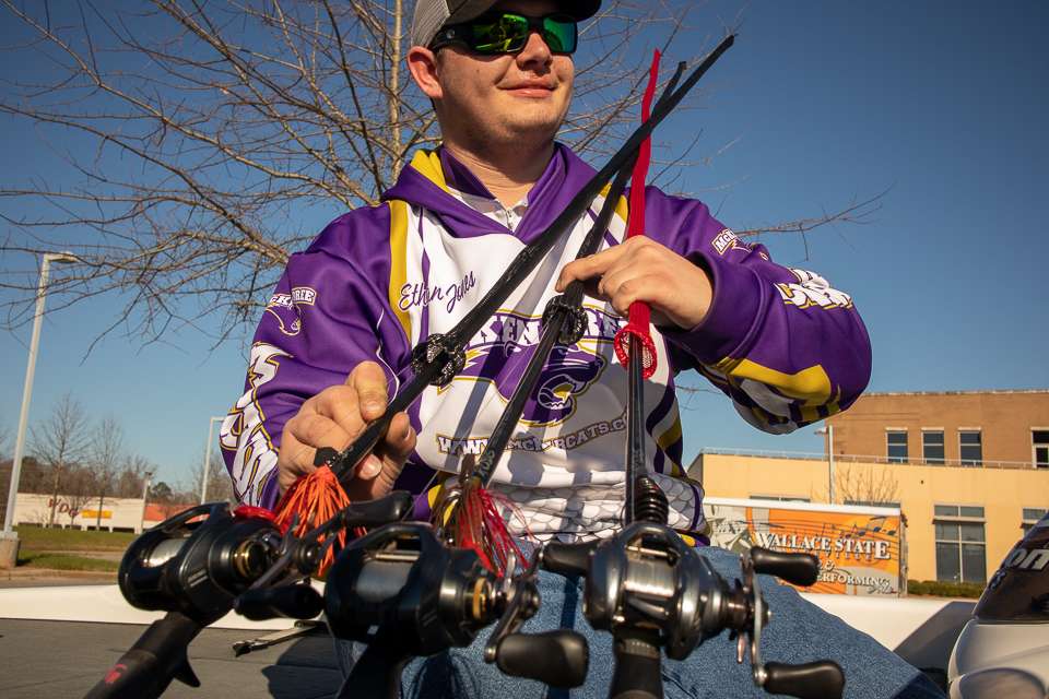 Ethan Jones and Andrew Althoff of McKendree University found the winning formula with two 1/2-ounce Z-Man ChatterBait Jack Hammer and a black/neon Gene Larew ring tube with a rattle inside. 