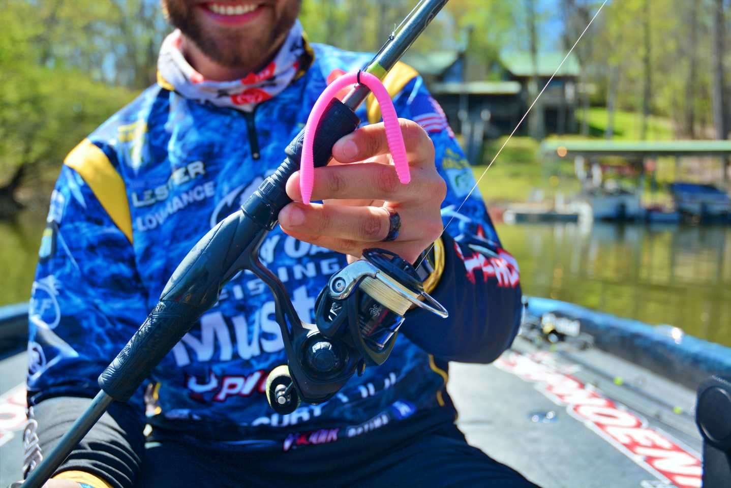 Lester fishes the rig on a spinning reel with 10-pound Vicious Blue Braid with 12-pound Vicious Fluorocarbon Leader. A 6-foot, 9-inch medium action rod completes the outfit. 
