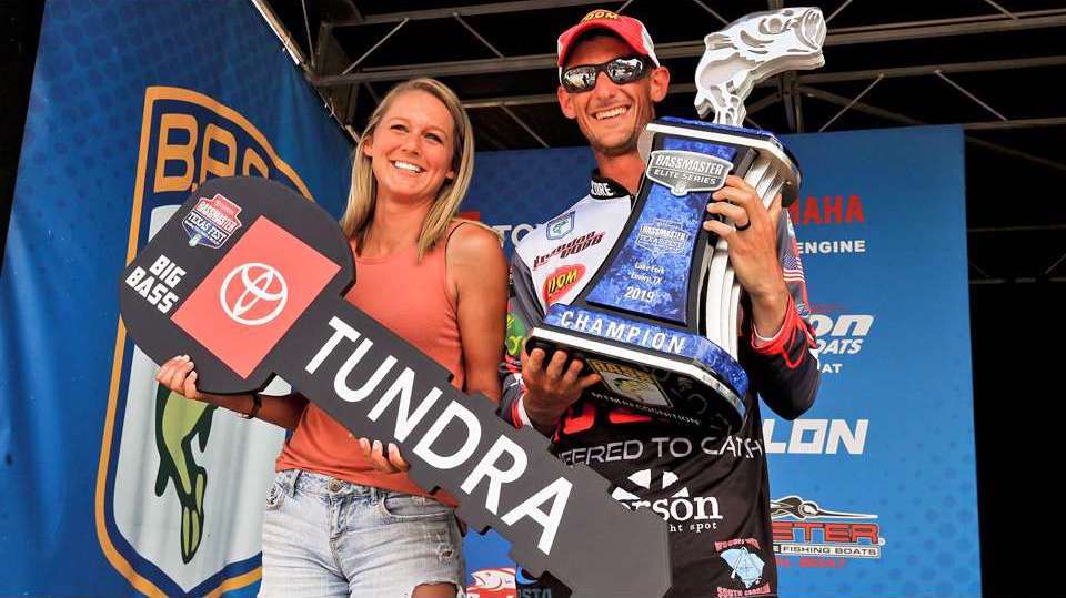 Brandon Cobb added more personal bests than he could have imagined. Those included a personal best largemouth weighing 11 pounds, and joining the Bassmaster Century Club with a winning weight of 114 pounds. See what tackle he and other top finishers used on Fork.  
