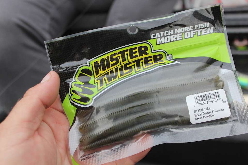 Bait number three, a Mister Twister Comida. A soft-plastic stick bait is one of the most thrown style of baits around the spawn and prespawn. Partly because it is so versatile and partly because it so subtle. Though Davis does like to skip docks with the bait wacky rigged, he may Texas rig it from time to time for pitching.