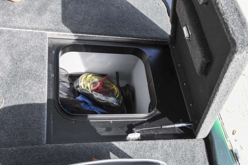 Behind the passenger seat is a storage compartment Jaye uses for several important items. âI have an extra lifejacket, an extra prop and some jumper cables,â he said.