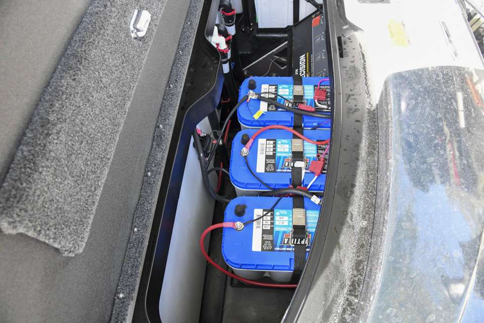 His 36-volt battery series is organized on the port side of the bilge. Again, thereâs plenty of room to work on it.
