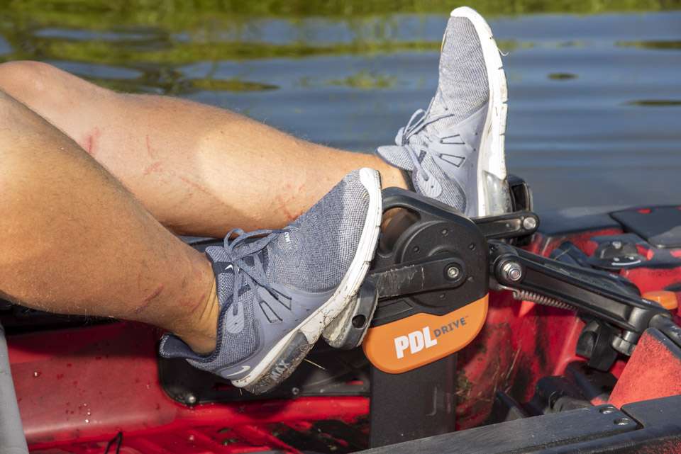 The Old Town PDL Drive propulsion system is powered by pedals that turn a prop, providing ample power for even windy days. The propulsion system also locks into the hull, preventing water from welling up in the bottom of the kayak.