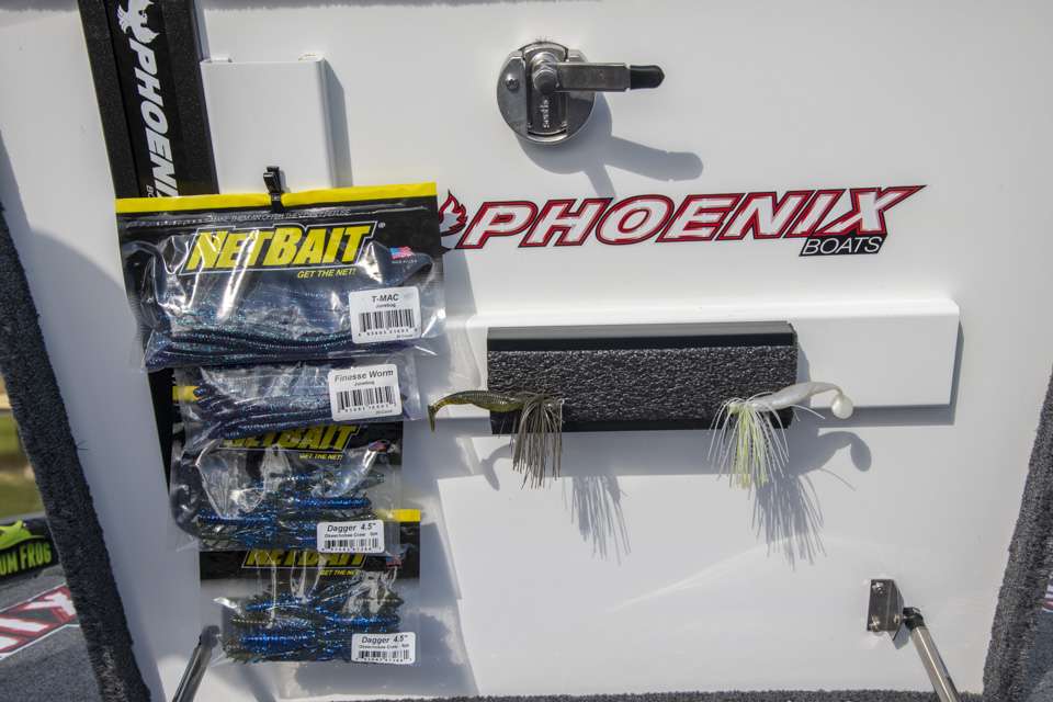 Even the lid to this storage compartment is well designed, with a Styrofoam block in which he can stick rigged baits he might need quickly, as well as a bag-holding system for soft plastics. </p>
<p>âI use it for any baits I know Iâm going to use so I can get to them quickly,â Rivet explained.