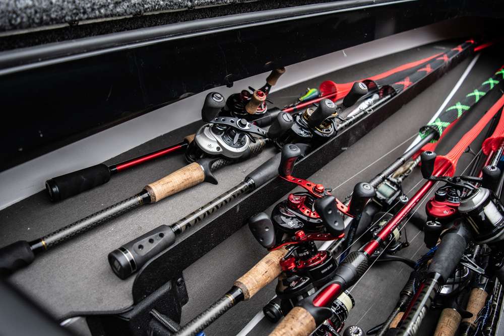 An upper deck in the rod locker has room for three or four rods. âI use this to store the rods rigged with treble hooks, because everyone knows that treble hooks like to get caught on everything when stored in the locker.