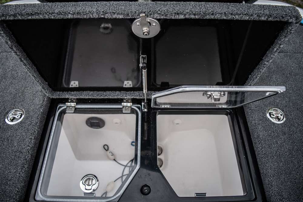 Deep livewells provide more space for more fish and bigger fish. The plexiglass lids keep fish from being able to jump out when opening the livewell lid. 