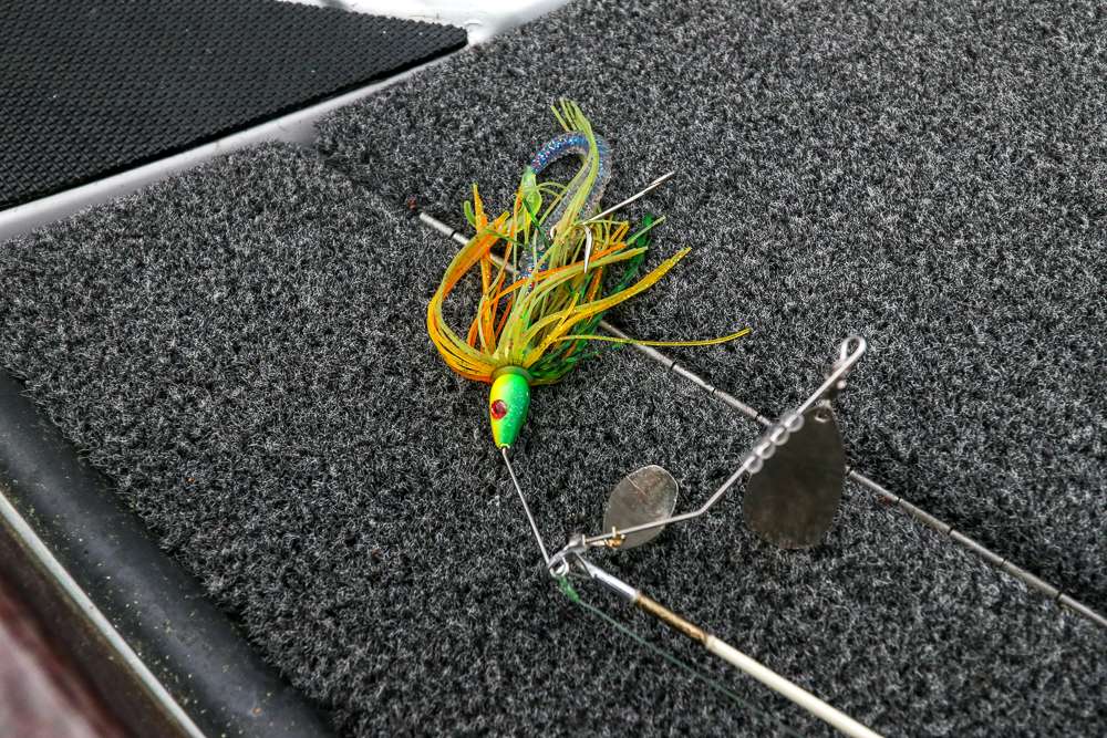 So did a 3/8-ounce shell cracker Luck E Strike Rick Clunn Trickster Spinnerbait with a Luck E Strike Ring Worm trailer. A 1-ounce Luck E Strike Hail Mary lipless crankbait also produced around the outside edges of docks.  