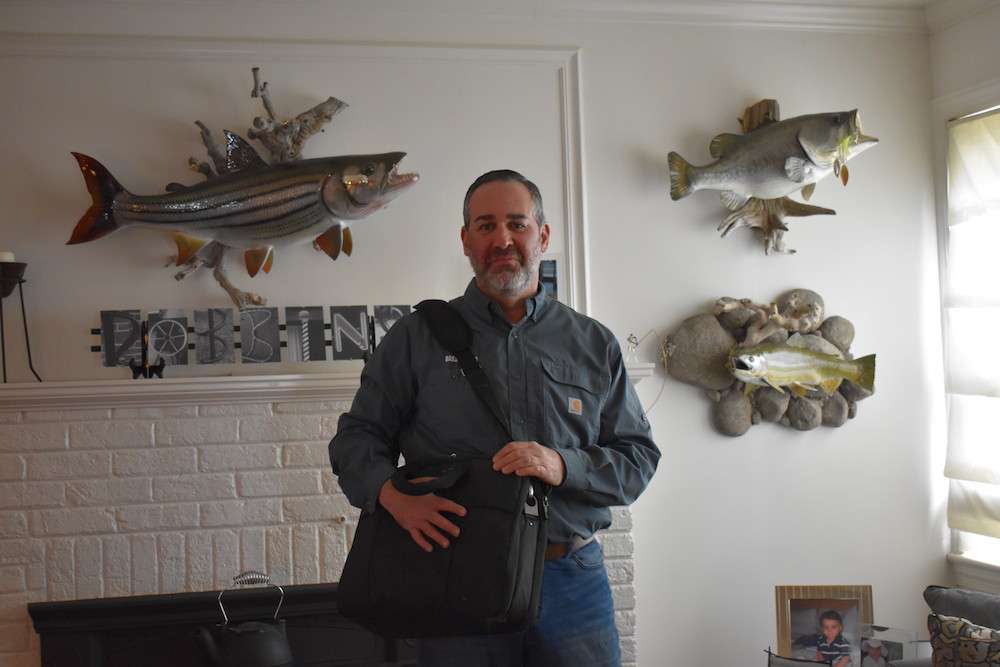 Pete brought his secure laptop home to work in their house full of fishing artifacts â including replicas and picture of fish theyâve caught, souvenirs from their world travels and various eBay purchases.
