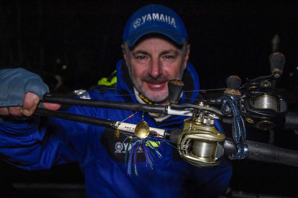 <b>Mark Menendez (61-15; 6th) </b><br>
Mark Menendez used a 3/8-ounce Strike King Premier Spinnerbait with double Colorado blades for reaction strikes. He also used a 4-inch Strike King KVD Perfect Plastic Game Hawg, rigged on 5/0 Gamakatsu Straight Shank Worm Hook, with 5/16-ounce Strike King Tour Grade Tungsten Weight. He added a Strike King Shadalicous and Strike King Finesse Worm on Championship Sunday.
