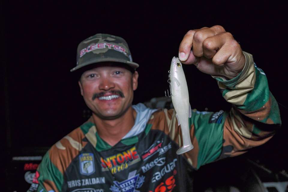 He also used a Megabass 6-inch albino Magdraft Swimbait. 
