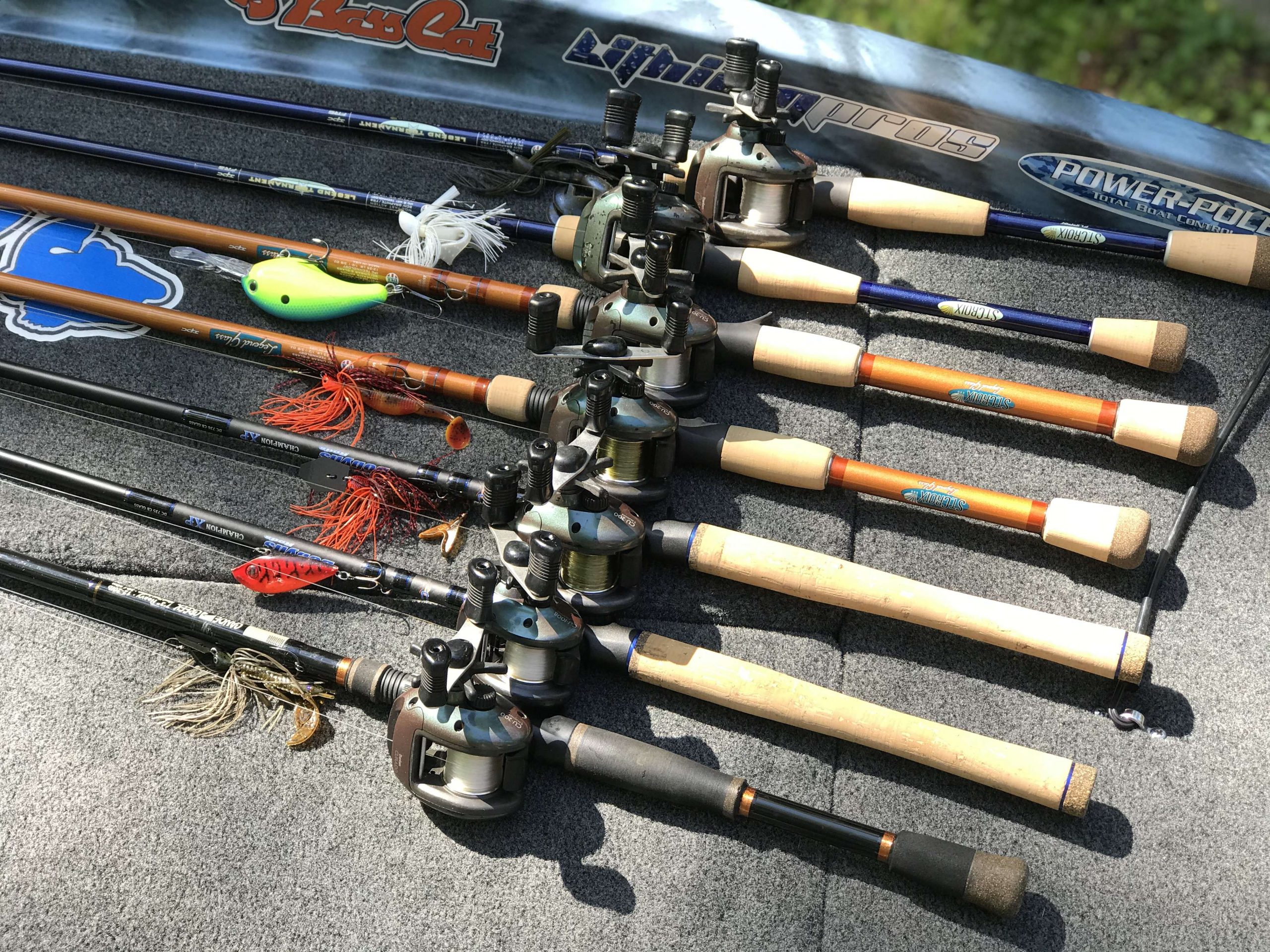 He picked up some new fiberglass rods at the 2020 Bassmaster Classic that he has had time to rig.