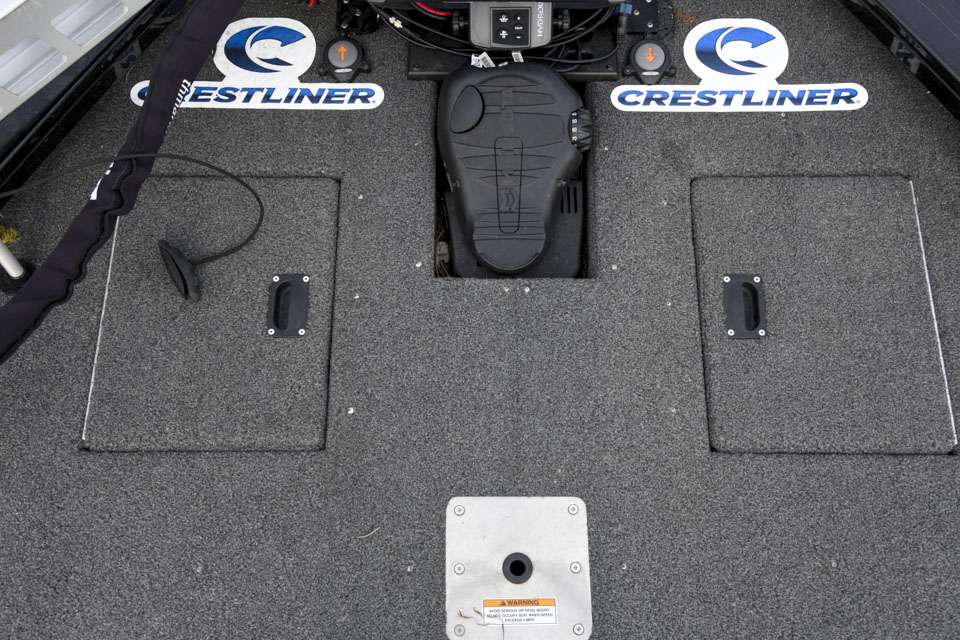 There are two small compartments on either side of the trolling motor foot pedal, so he can reach necessary tackle and equipment without walking to the back of the deck. âI keep the main stuff Iâm going to use for the tournament right at my feet,â Cox said. âWhatever Iâm going to use for the tournament I throw in here.â

