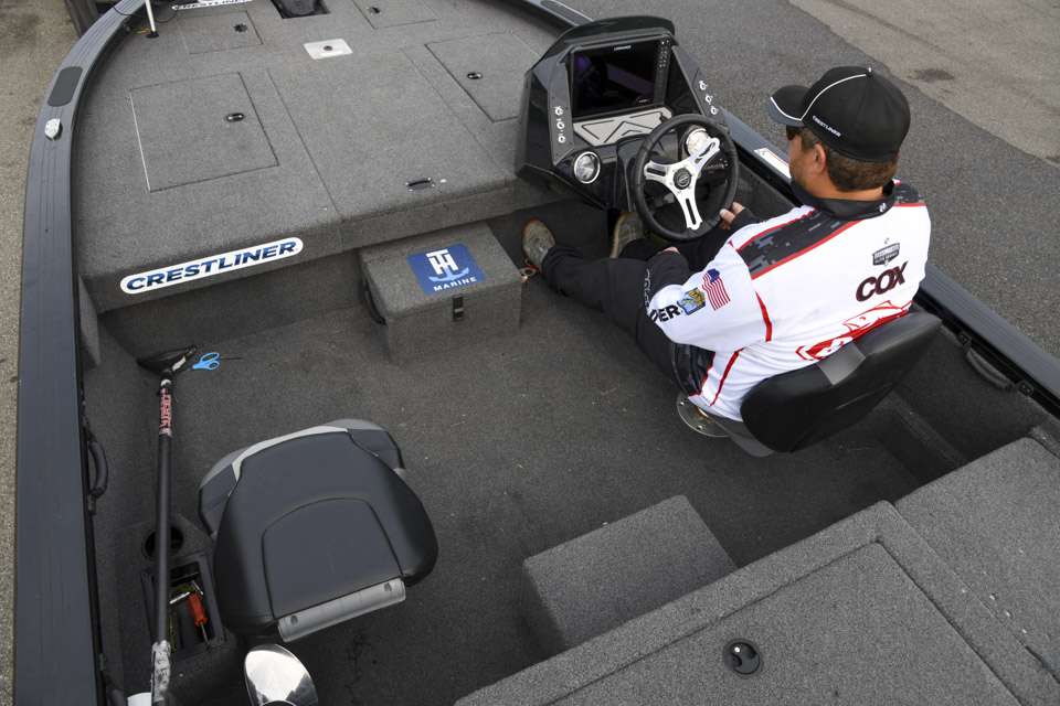 Cox also has plenty of open room to move around in while driving his boat. There are two comfortable seats situated in the roomy area so he nor his marshals have to worry about jamming their knees.
