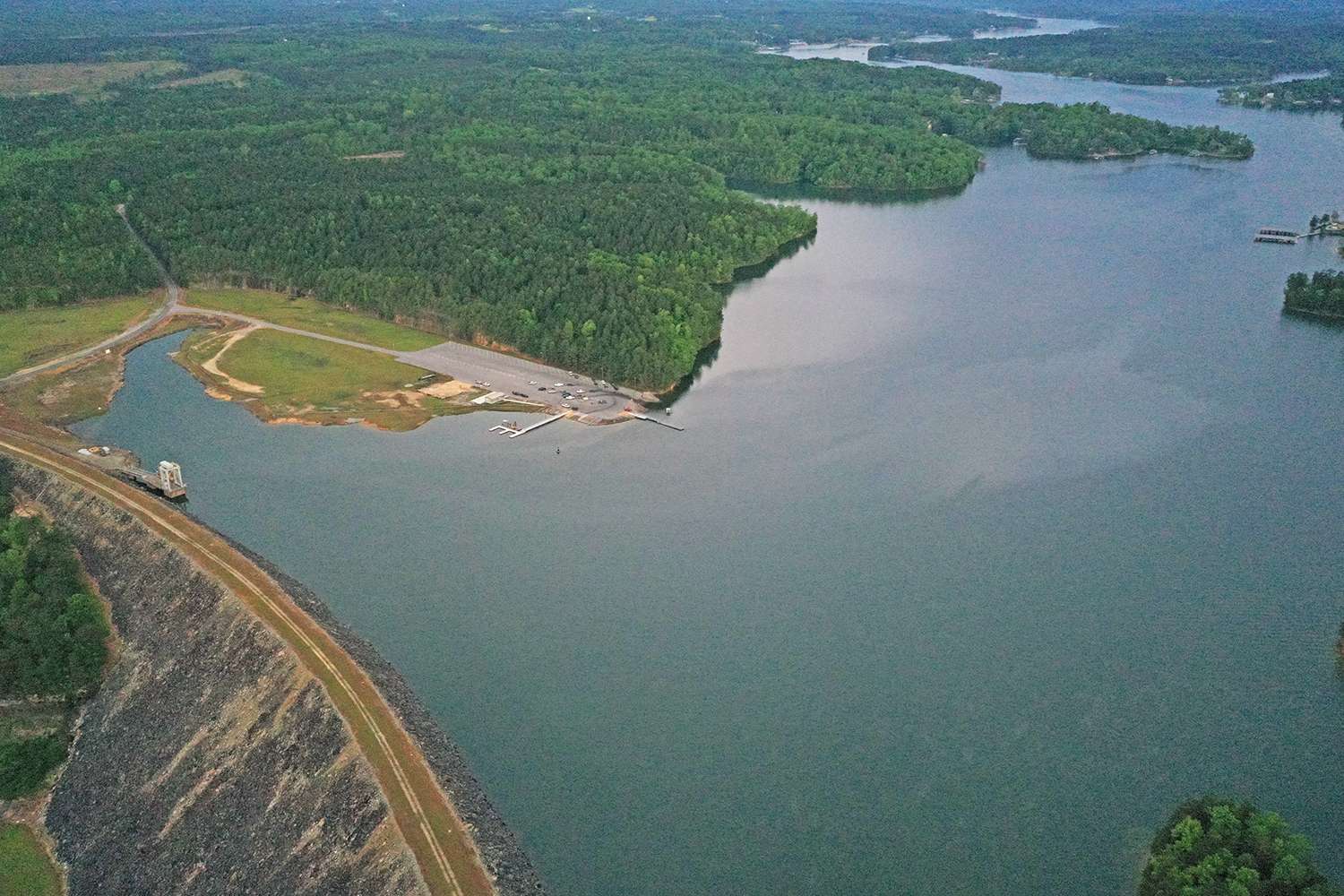 Since the impact of COVID-19, and many local stay-at-home ordinances that actually allow for fishing, we thought it would be interesting to make a loop around many of Alabama's most popular boat ramps.</p>
<p>There are certainly a few we weren't able to get to, but the following aerial gallery is an overhead look at how anglers are fishing smart during this health crisis in America. Even on a Tuesday, most ramps we visited were busy.</p>
<p>This first image is from the dam at Lewis Smith Lake near Cullman, Ala. Since the sun had just come up, and it was a weekday, the ramp doesn't look very busy. But, there is a bunch of construction taking place, and by the time I left, seven or eight additional boats had launched. 