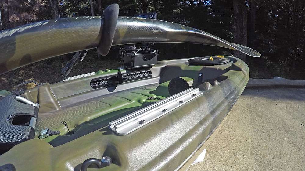 There are two sizes of mounting rails, one near the front is slightly shorter than the the one towards the rear. Having both sides rigged with both sizes is the first step in decking out your kayak. 