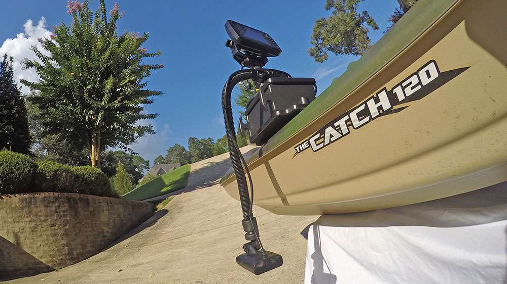 This is one of the cooler accessories on the kayak. The CellBlock is a fishfinder mounting system that keeps everything organized and out of the way.