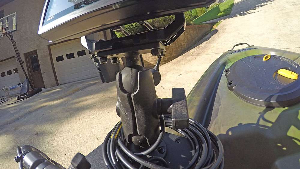 The Ram mount for the Helix 5 is sturdy and can be adjusted to accommodate a standing angler, or literally any angle you could possibly want. 
