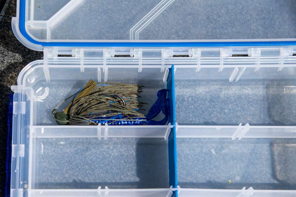 The Hack Attack Fluorocarbon Flipping Jig goes in the boxâs first compartment.