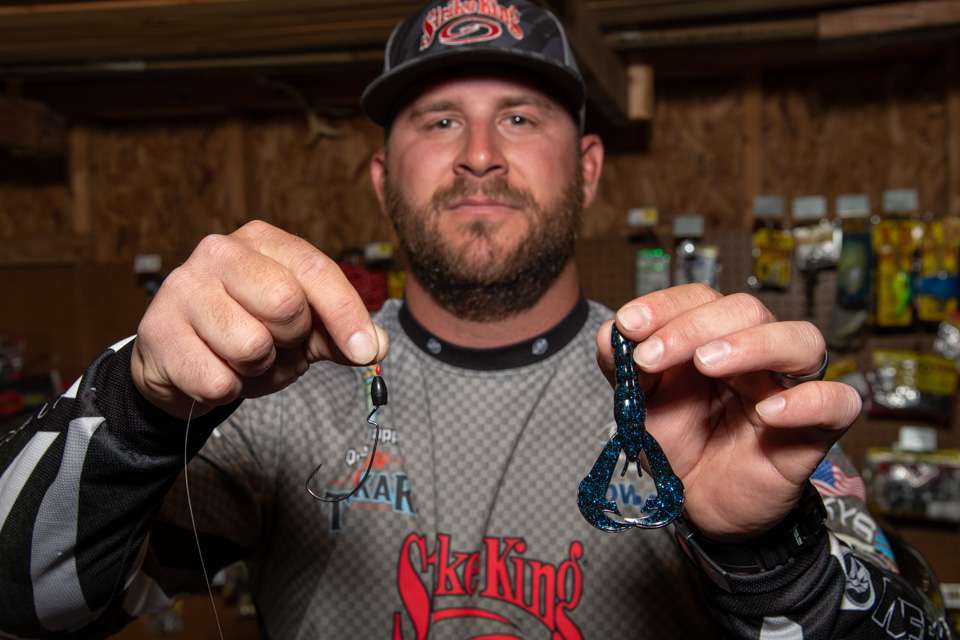 A Trokar offset hook and 3/8-ounce Strike King tungsten weight is a great match to the Rage Tail Craw.