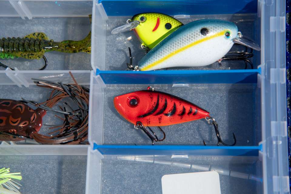 The Red Eye Shad is placed next to the squarebills in Cappoâs tacklebox.