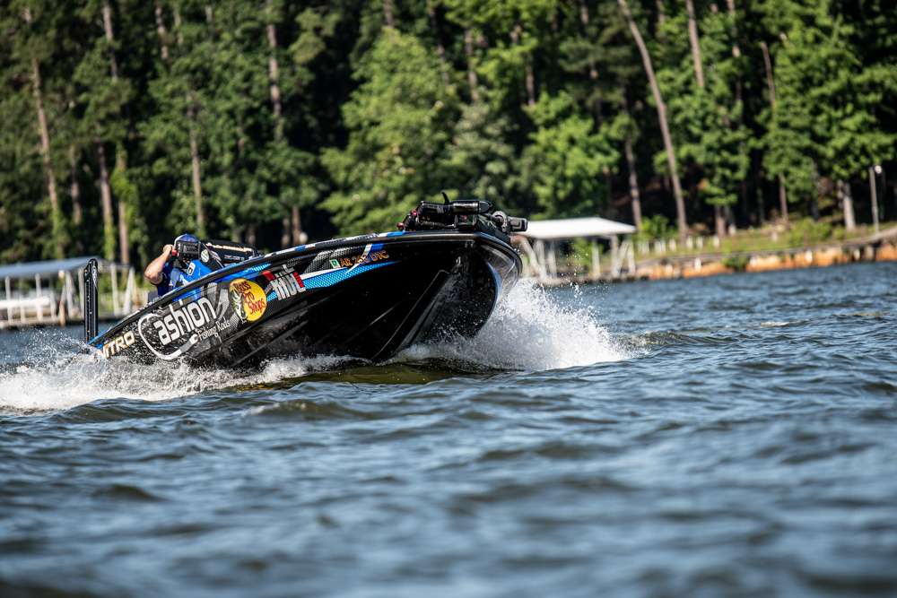 Jamie Hartman is looking for the fish to hammer him home into the day 3 cut here at the 2020 DEWALT Bassmaster Elite at Lake Eufaula.